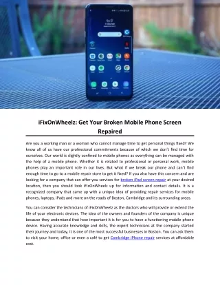 iFixOnWheelz: Get Your Broken Mobile Phone Screen Repaired