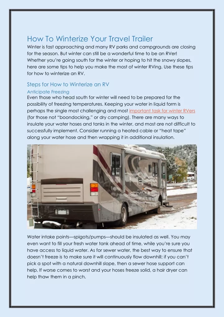 how to winterize your travel trailer winter