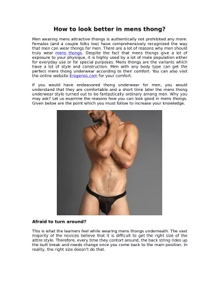 how to look better in mens thong