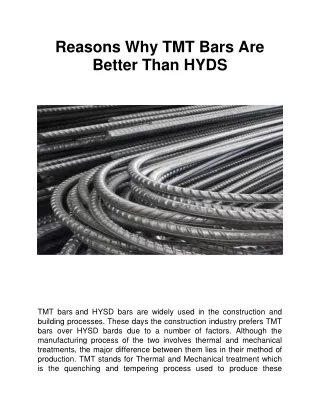 Reasons Why TMT Bars Are Better Than HYDS