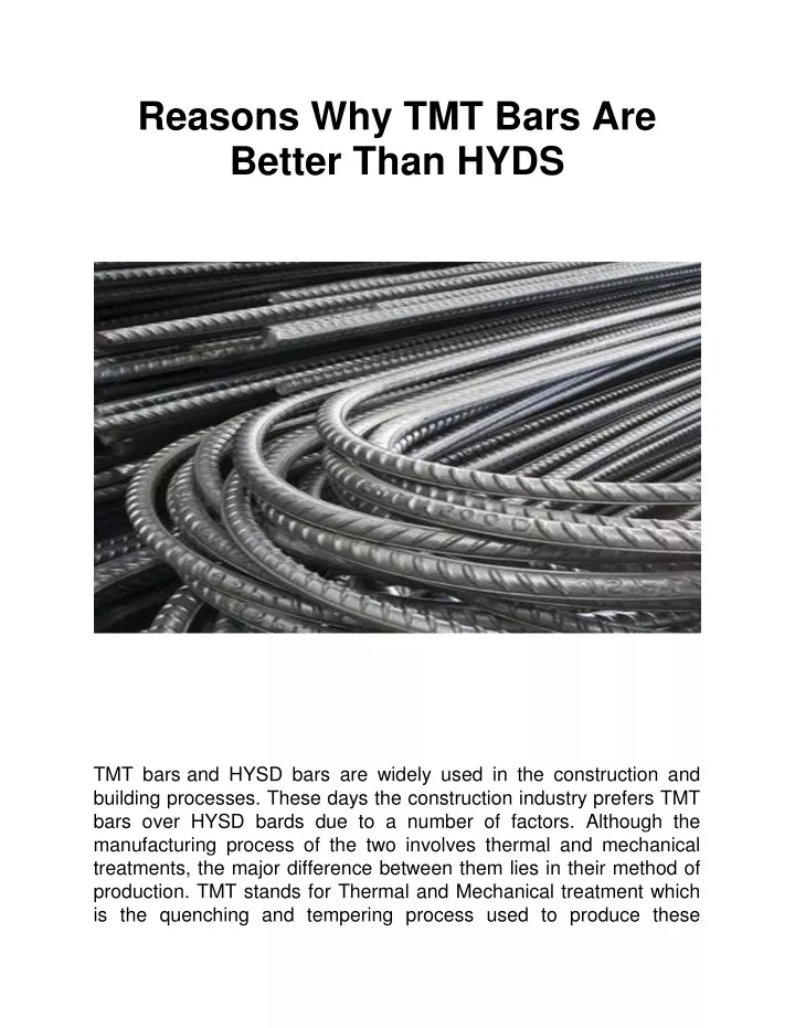 reasons why tmt bars are better than hyds