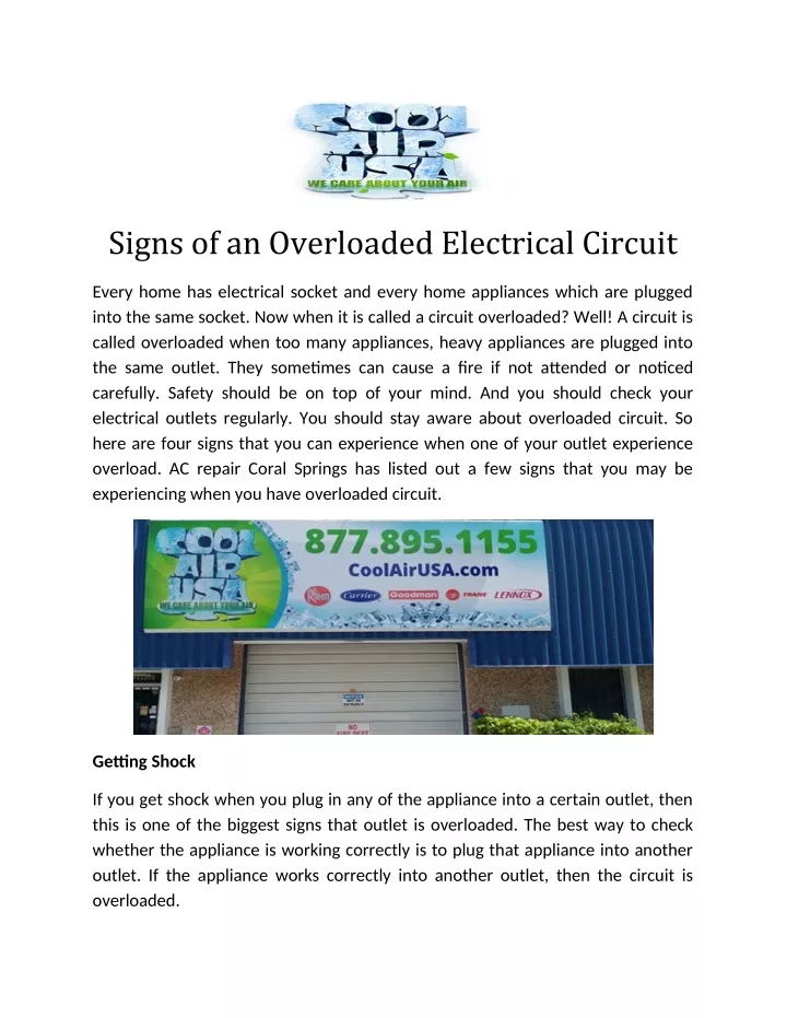 signs of an overloaded electrical circuit