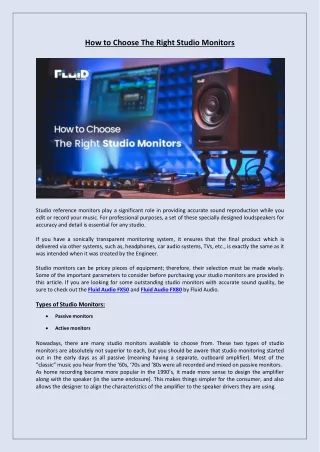 how to choose the right studio monitors