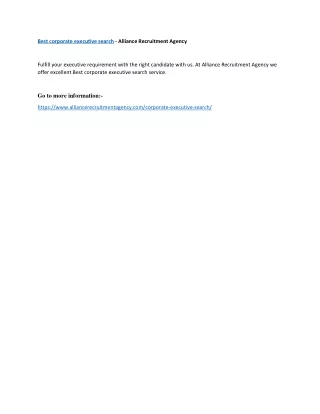 best corporate executive search alliance