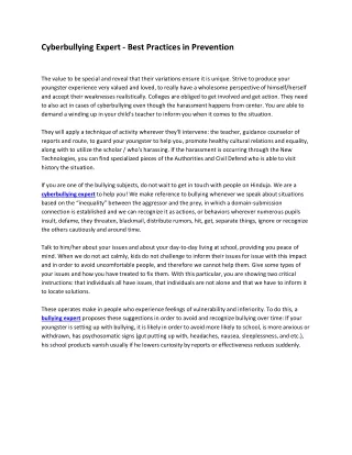 cyberbullying expert best practices in prevention