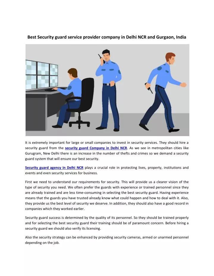 best security guard service provider company