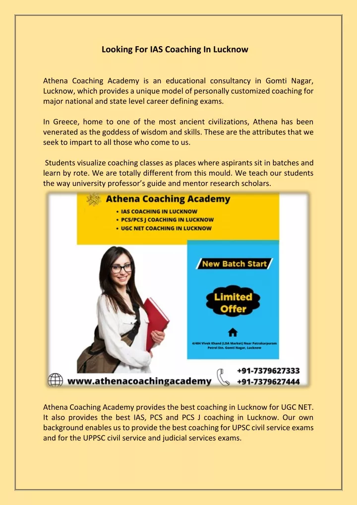 looking for ias coaching in lucknow athena