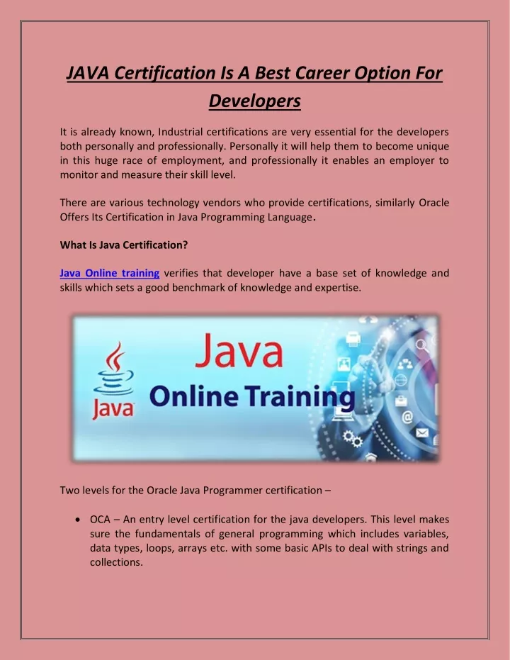 java certification is a best career option