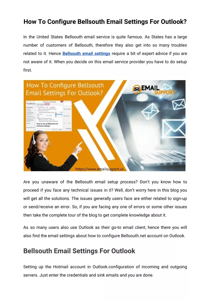 how to configure bellsouth email settings