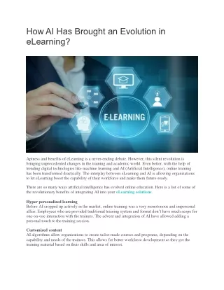 How AI Has Brought An Evolution In eLearning?