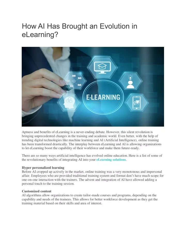how ai has brought an evolution in elearning