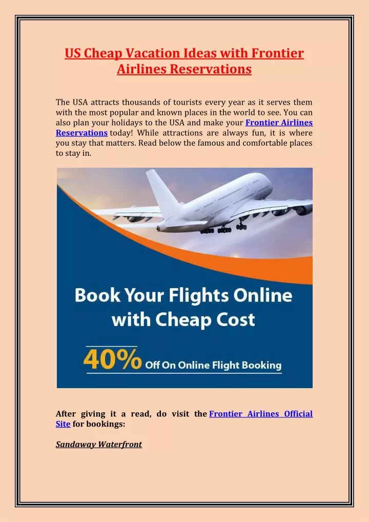 us cheap vacation ideas with frontier airlines