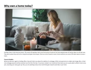 Why own a home today?