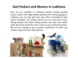 Gati Packers and Movers in Ludhiana