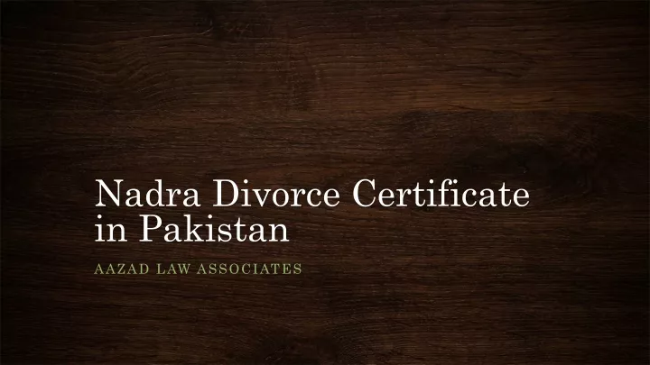 nadra divorce certificate in pakistan