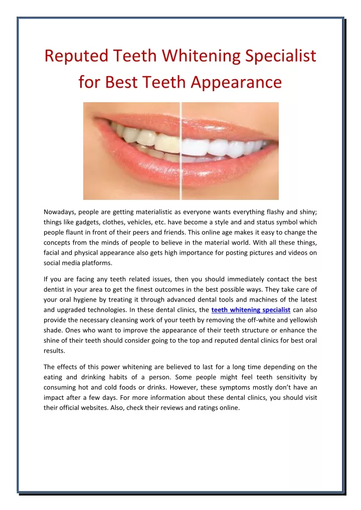reputed teeth whitening specialist for best teeth