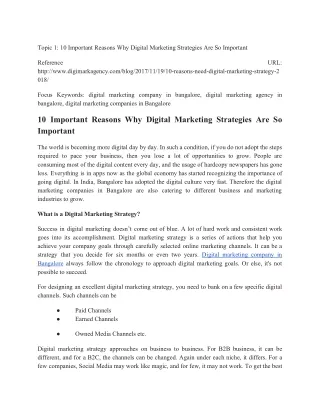 10 Important Reasons Why Digital Marketing Strategies Are So Important