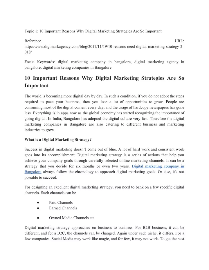 topic 1 10 important reasons why digital