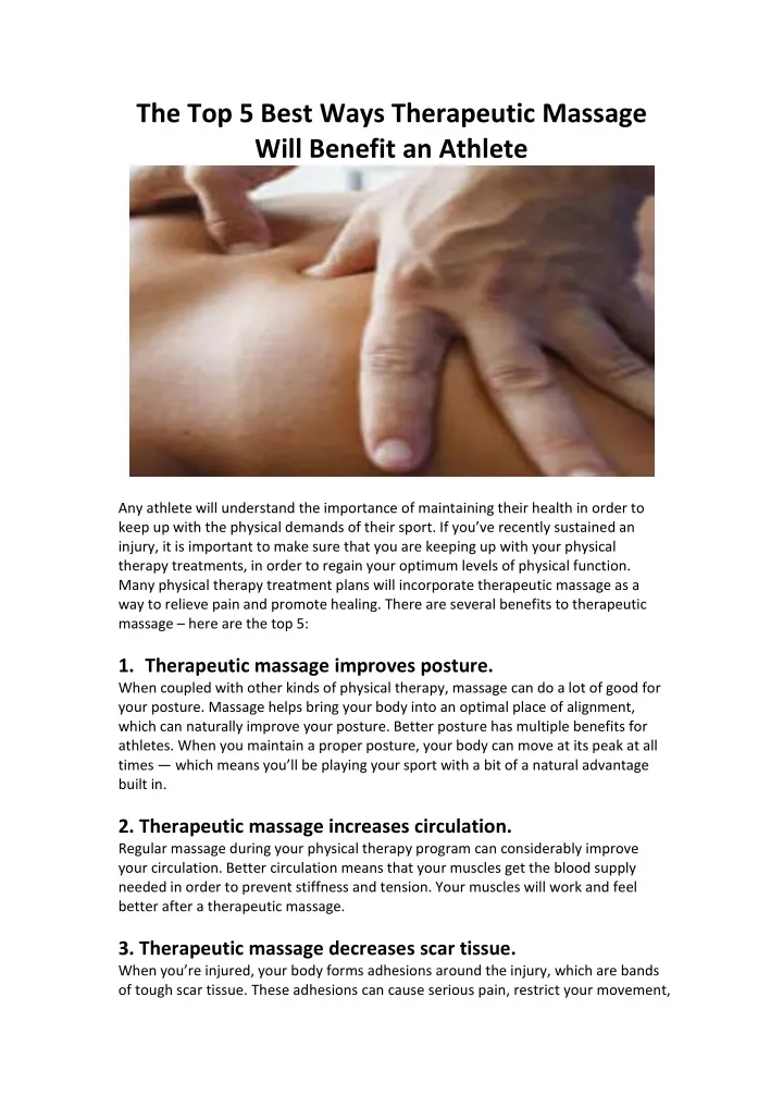 the top 5 best ways therapeutic massage will