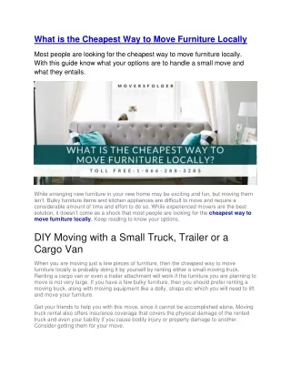 what is the cheapest way to move furniture locally