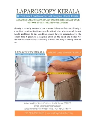 Advanced Laparoscopic Colectomy in Kochi Expand your options to get treated over obesity