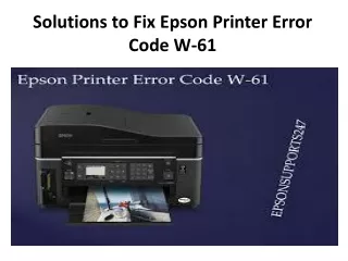 Solutions to Fix Epson Printer Error Code W-61
