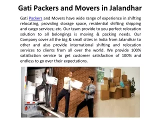 Gati Packers and Movers in Jalandhar