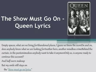 The Show Must Go On - Queen Lyrics