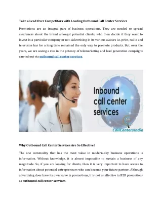 take a lead over competitors with leading