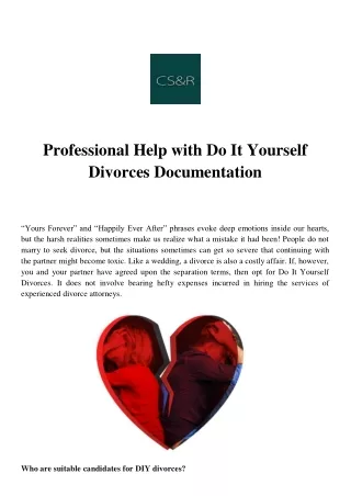 Professional Help with Do It Yourself Divorces Documentation