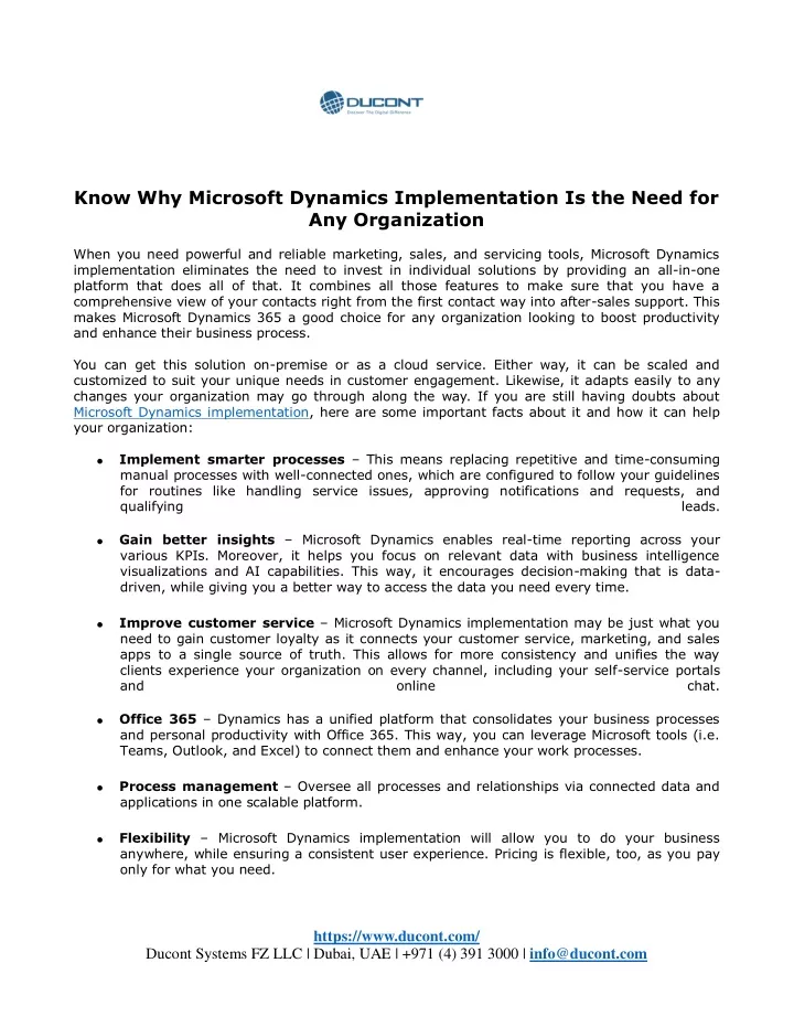 know why microsoft dynamics implementation