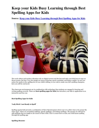 Keep your Kids Busy Learning through Best Spelling Apps for Kids