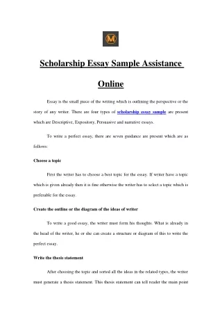 Scholarship Essay Sample Assistance Online