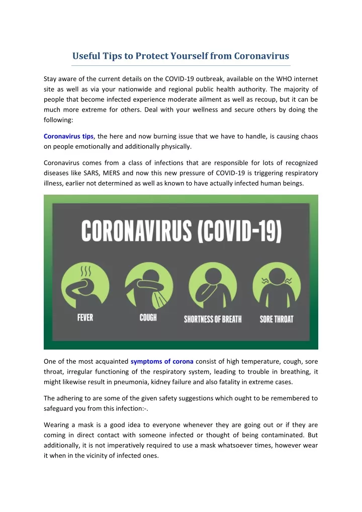 useful tips to protect yourself from coronavirus