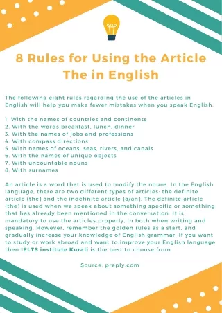 8 Rules for Using the Article The in English