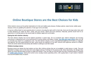 Online Boutique Stores are the Best Choices for Kids