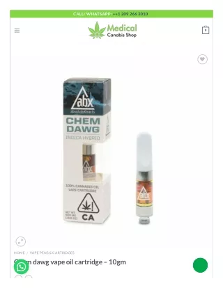 Chem dawg vape oil cartridge – Medical Cannabis Shop Inc