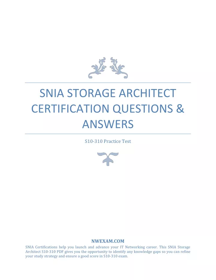 snia storage architect certification questions