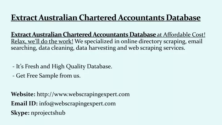 extract australian chartered accountants database