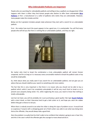 why unbreakable padlocks are important