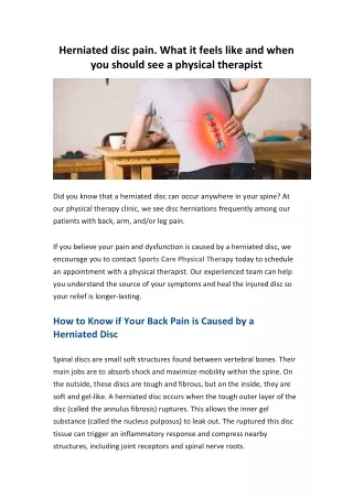 herniated disc pain what it feels like and when