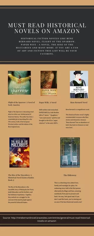Infographic on Historical Fiction Novels|5 Novels on Amazon