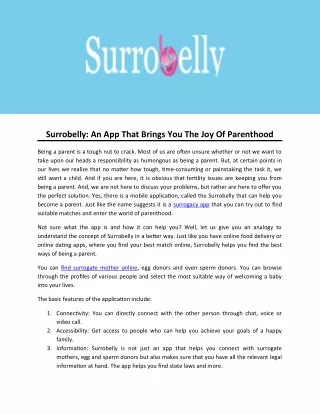 Surrobelly: An App That Brings You The Joy Of Parenthood