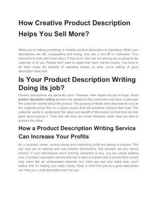How Creative Product Description Helps You Sell More?