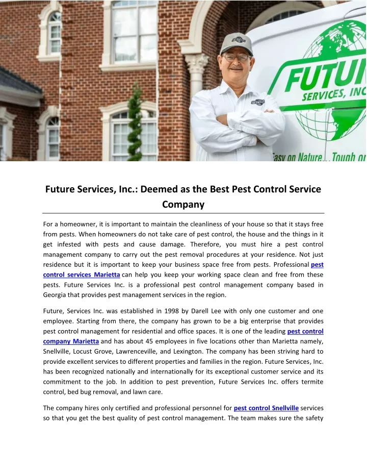 future services inc deemed as the best pest