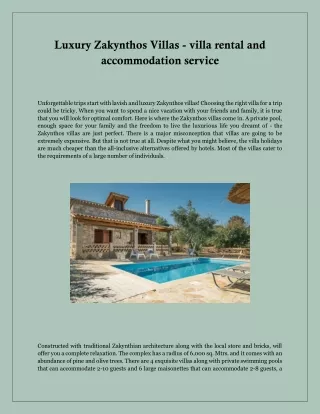 Luxury Zakynthos Villas - villa rental and accommodation service