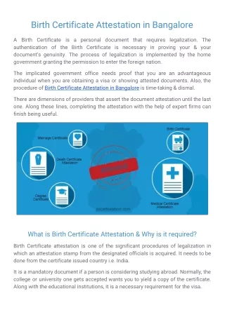 Birth Certificate Attestation in Bangalore