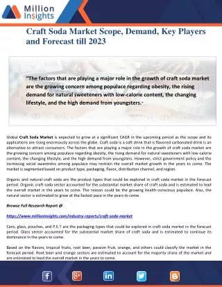 craft soda market scope demand key players