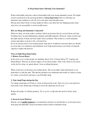 is sleep deprivation affecting your immunity