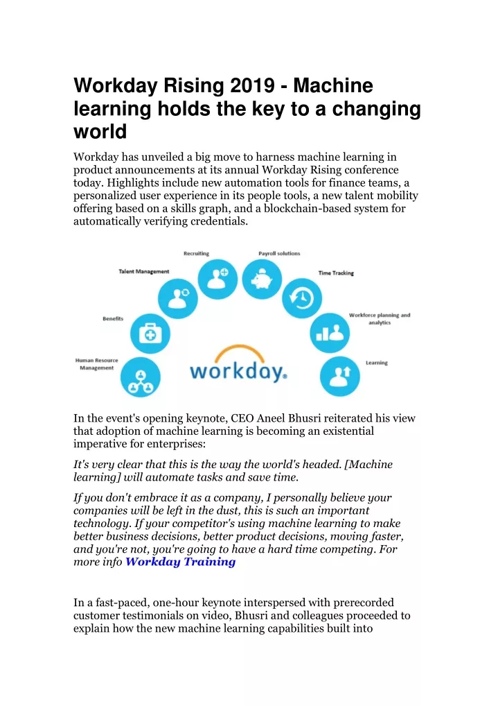 workday rising 2019 machine learning holds